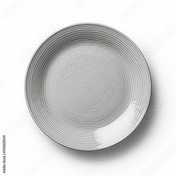 Obraz An isolated, ultra-detailed photograph of simple gray plate dinnerware on a white background, realistic photography