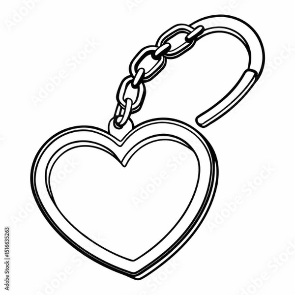 Fototapeta Heart-Shaped Keychain Illustration  A Simple Design for Valentine's Day or Anniversary Gifts