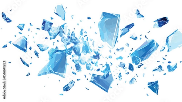 Obraz Explosive Blue Ice Shards Flying - Vector Illustration