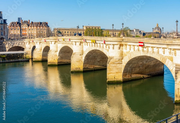 Fototapeta Pont Neuf - oldest bridge over Seine river in Paris, France