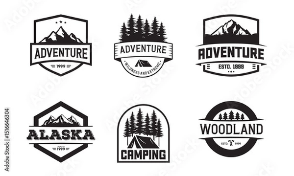 Fototapeta Set of Adventure and Camping Emblem Logos with Wilderness Themes