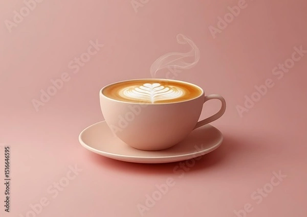 Fototapeta Latte art in a pastel-colored cup