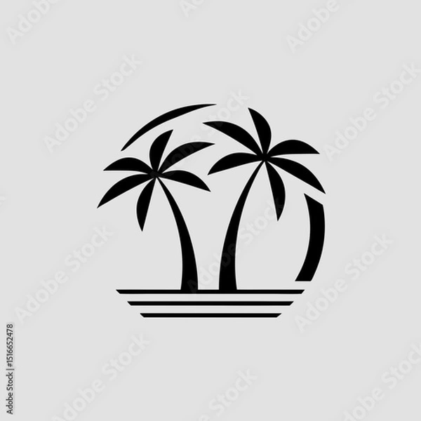 Obraz Island with palm in minimal design vector illustration
