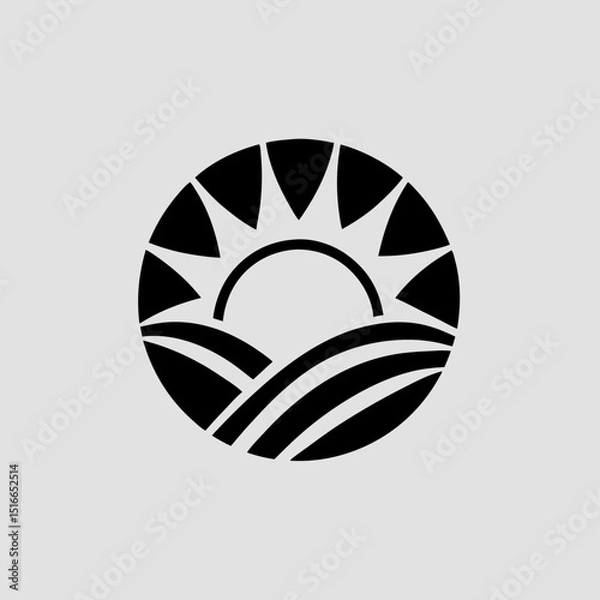 Obraz Abstract sun rising behind mountains vector illustration