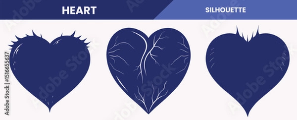 Obraz Heart Silhouette Vector Set – Minimalist Organic Heart Shapes.