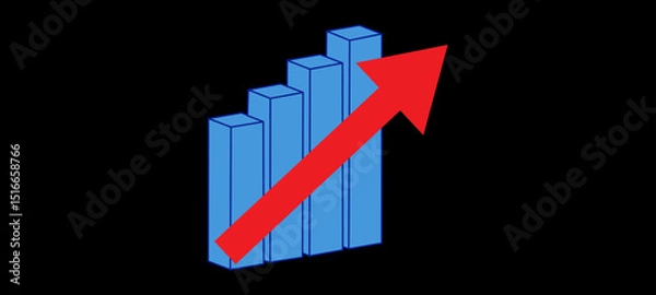 Fototapeta Growth graph up arrow chart. Vector Illustration.