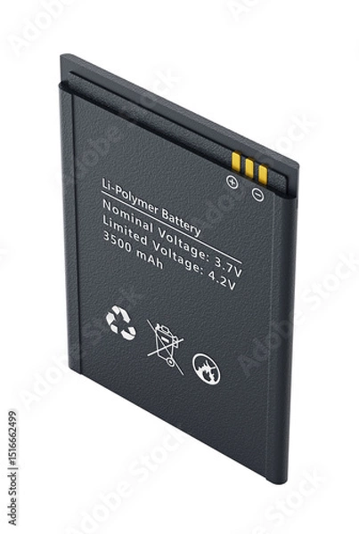 Obraz Spare smartphone lithium ion battery isolated on transparent background. 3D illustration