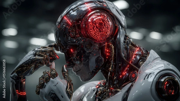 Fototapeta Hands of robots touching on information security network connections highlight robotics safeguarding systems. Robots enhance secure authentication, protect data, prevent breaches, ensure encryption.