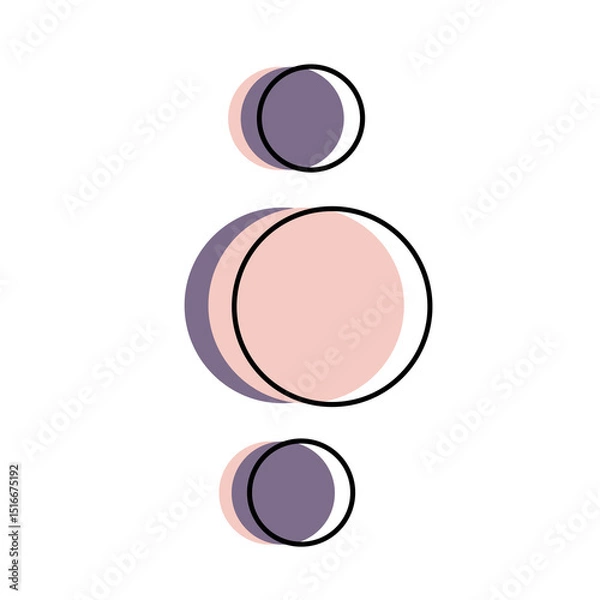 Fototapeta Simple Minimalist Three Circle Abstract Geometric Shape on a Black Background