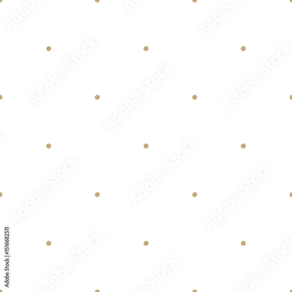 Fototapeta Simple vector minimal seamless pattern. Golden geometric texture with small circles, points, dots in regular grid. Subtle polka dot pattern. Gold and white minimalist background. Repeat luxury design
