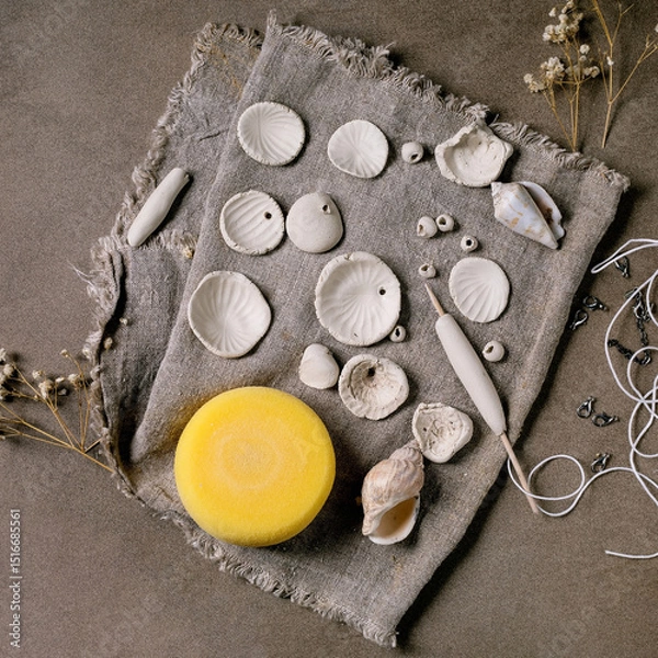 Fototapeta handcrafted beads from raw porcelain