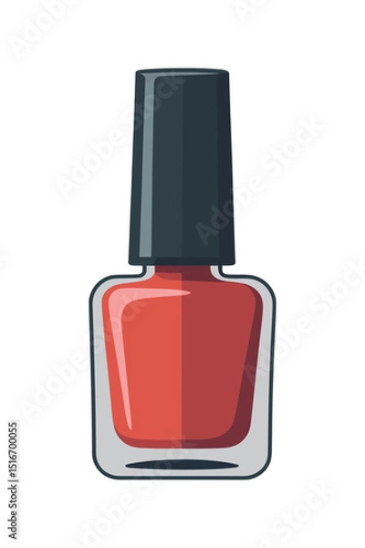 Fototapeta Illustration of a Bottle of Red Nail Polish with a Dark Gray Cap on a White Background for Beauty and Fashion Concepts and Design Elements
