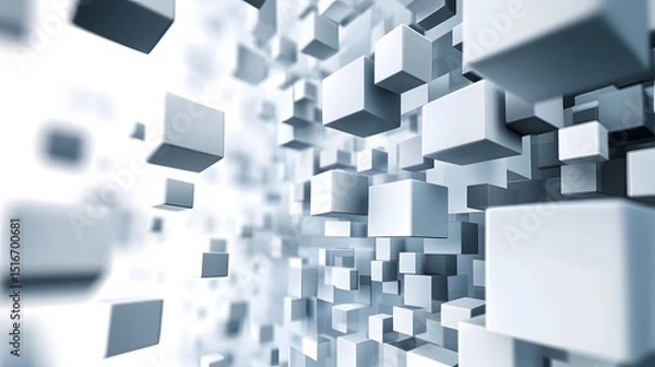 Fototapeta Abstract geometric design of numerous interconnected cubes.