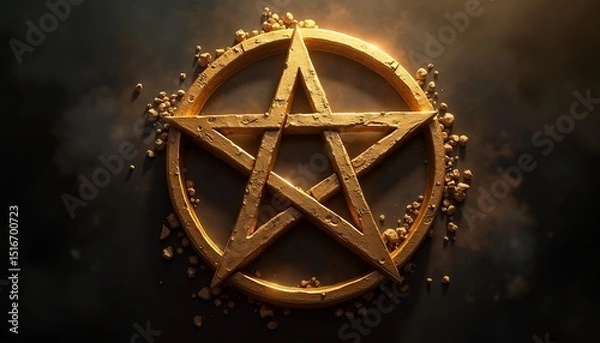Obraz Golden Pentagram Symbol
