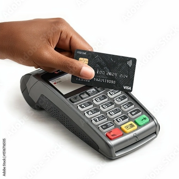 Obraz Inserting Debit Card Retail Checkout Image Indoor Setting Close-Up Payment Processing