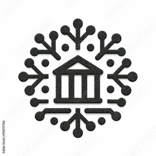 Obraz Create Minimalist Bank Icon Digital Space Graphic Design Modern Environment Top-Down View Minimalist Concept