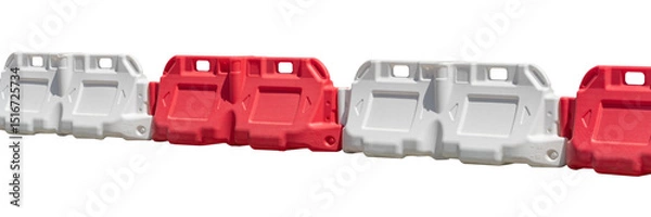 Obraz Red and white Plastic  road fence on white