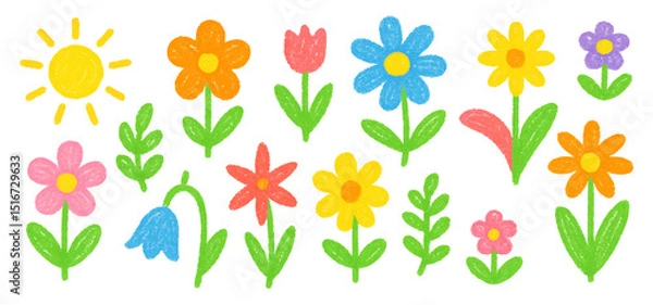 Obraz Set of spring flowers