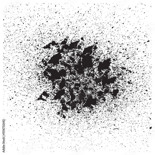 Fototapeta Dense textured ink burst with organic soft edges and central dark core ideal for modern graphic designs, digital collages, packaging art, grunge compositions, and artistic print backgrounds.