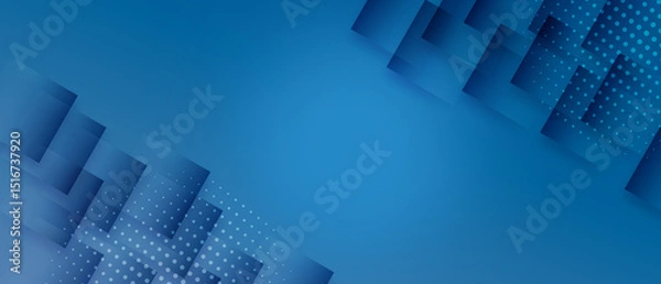 Fototapeta Modern blue geometric background with overlapping square for business presentations