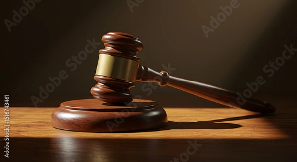 Obraz Gavel on Wooden Sound Block Symbol of Justice and Law
