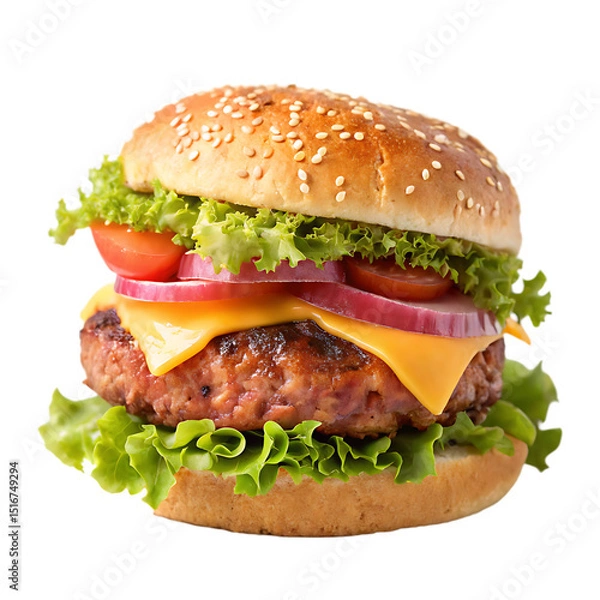 Fototapeta A burger isolated on a transparent background
