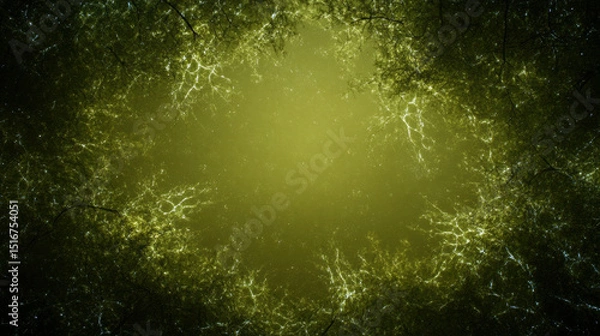 Obraz Backlit branches in golden forest create mesmerizing ambient glow, with intricate patterns of light resembling veins or lightning, evoking sense of mystery and wonder