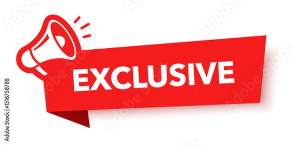 Obraz Megaphone with exclusive speech bubble. Loudspeaker. Banner for business, marketing and advertising. Vector illustration