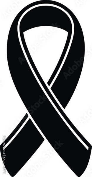 Fototapeta The Symbolic Black Ribbon: A minimalist depiction of a looped black ribbon, representing solidarity, remembrance, and a silent call for awareness.