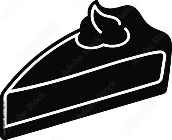 Fototapeta Slice of Delight: A minimalist silhouette captures a single slice of delectable pie topped with a dollop of luscious cream, hinting at moments of pure indulgence and simple pleasure.
