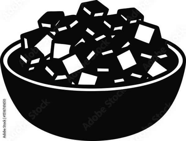 Fototapeta Cubed Delight: A simple yet enticing image showcases a bowl filled to the brim with perfectly cubed food