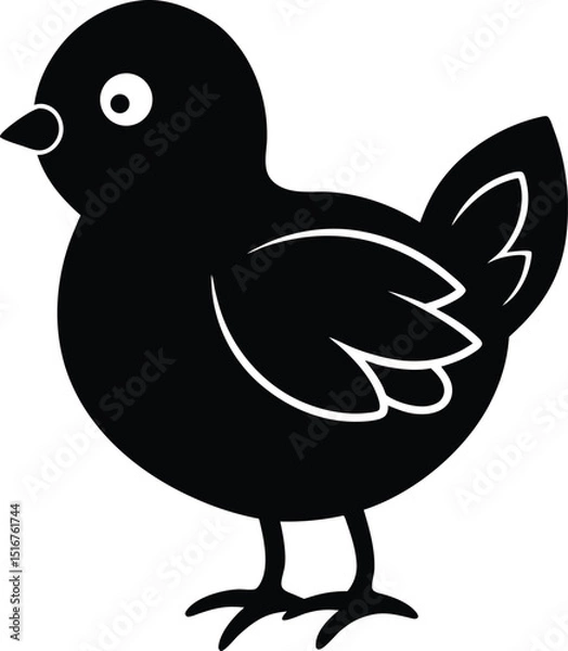 Fototapeta Charming Chick Silhouette: A delightful silhouette of a chick, showcasing its endearing form with simplicity and charm.