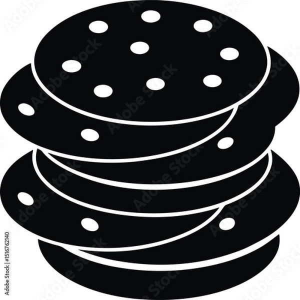 Fototapeta Stacked Hamburger Patties: A minimalist graphic of cooked burger patties, ready for assembling.