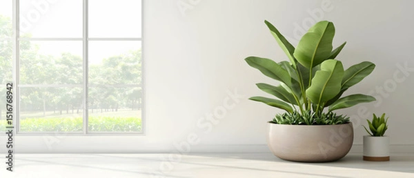 Obraz Indoor Plants In Modern Home Decor With Window