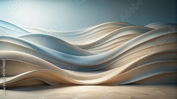 Fototapeta Abstract Curving Architectural Design with Smooth, Flowing Lines and Subtle Light and Shadow Effects