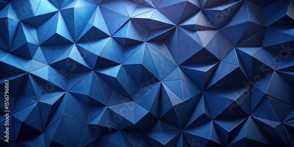 Fototapeta Abstract Deep Blue Triangular Geometric Pattern Texture Background