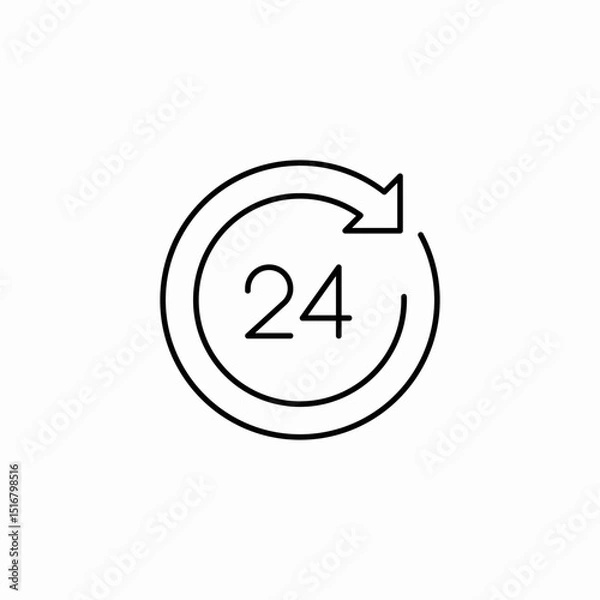 Obraz 24 hours service icon sign vector