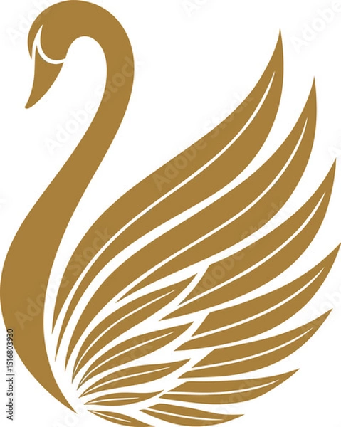 Fototapeta Swan logo design with elegant golden and modern branding elements vector illustration.