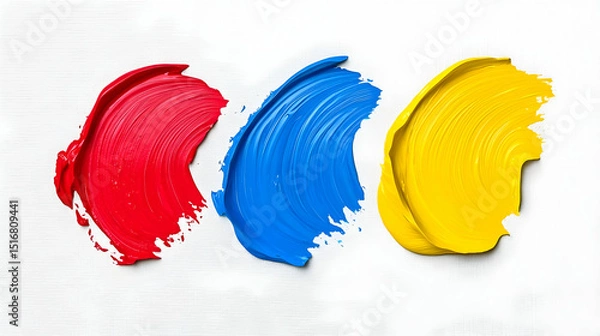 Obraz Primary Colors Paint Strokes On White Background