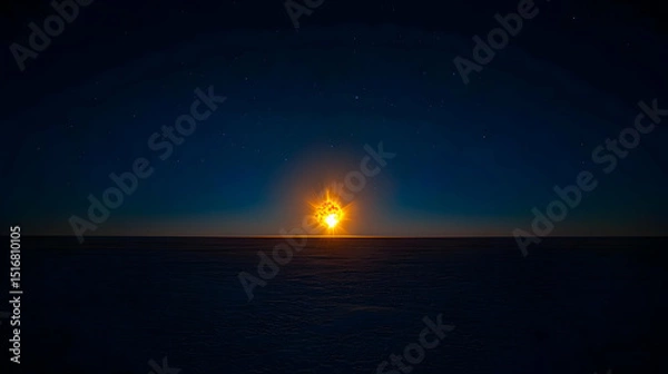 Obraz Fiery Orb Illuminating Frozen Landscape At Night