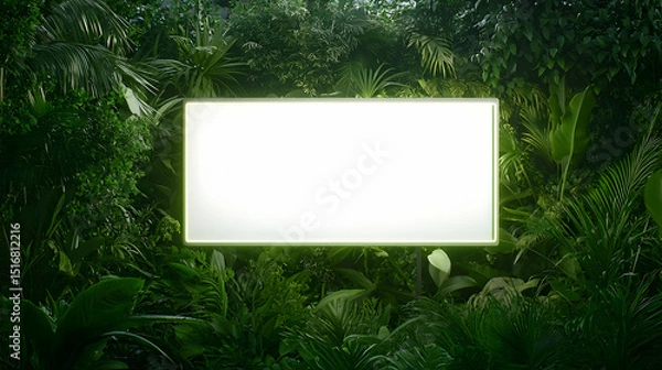 Obraz Blank Frame In Lush Tropical Green Foliage