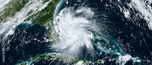 Obraz Satellite View Of A Powerful Hurricane