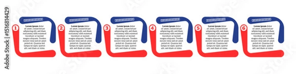 Fototapeta Very simply infographic design with 6 options or steps. Infographics for business concept.