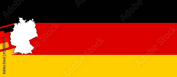 Fototapeta creative abstract simplified shape of the map of Germany on black red yellow as golden background, german background style