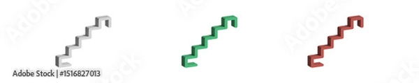 Fototapeta Stair icon set. Ladder graphic sign. 3d stairs pictogram. Climb icons in vector design style