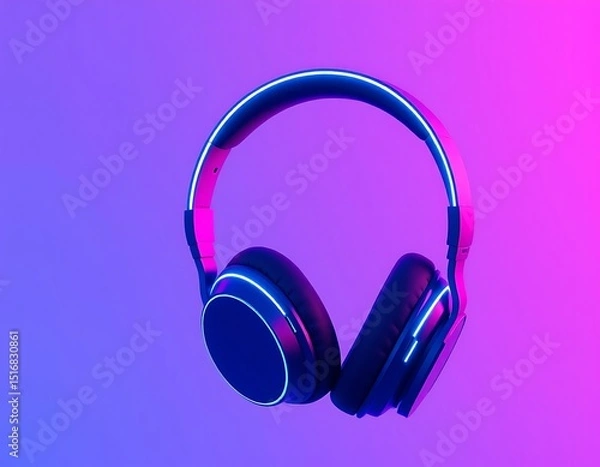 Obraz Neon Cyberpunk Headphones Immerse Yourself in Sound