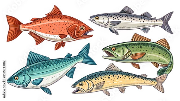 Fototapeta Fish Vector Art and Illustration Modern Fish Icon and Design Graphic
