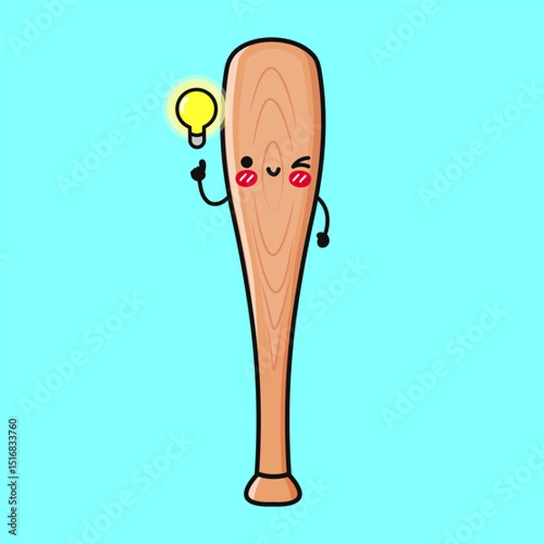 Obraz A whimsical Baseball character with a lightbulb expressing a bright new idea, perfect for any project.