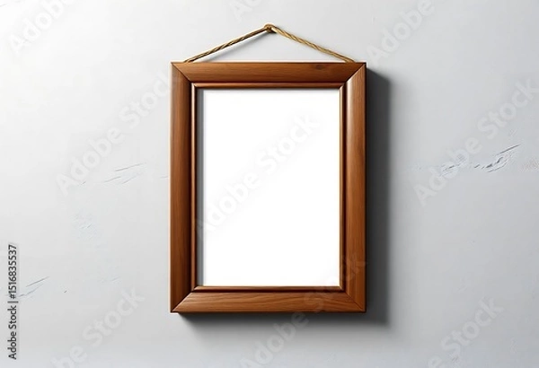 Obraz Wooden Picture Frame Hanging on a White Wall