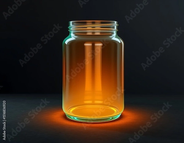 Obraz Lit Glass Jar on Dark Surface
